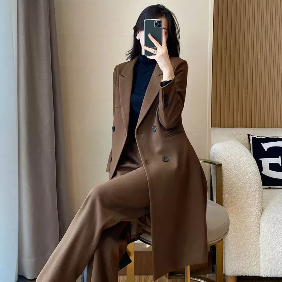 Classic Long Double-Breasted Winter Coat | Ismara