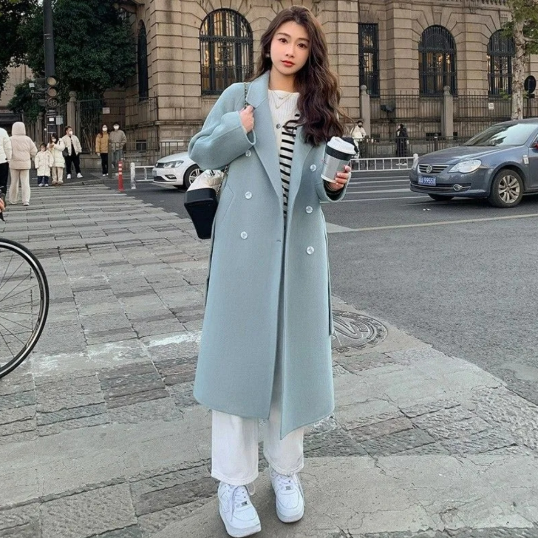 Classic Long Double-Breasted Winter Coat | Ismara